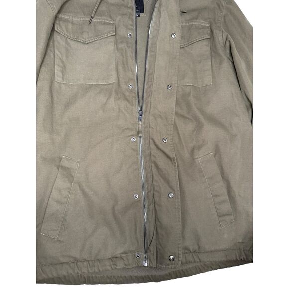 RVCA Men’s Large Canvas Fleece Hooded Jacket Green Zip Button Outerwear Gorpcore - Picture 5 of 7